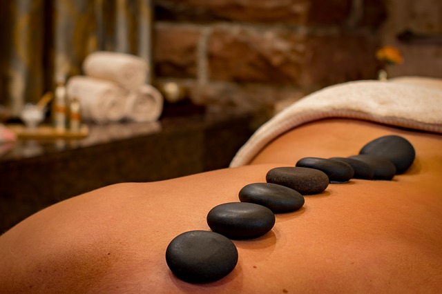 Hot rock massage, rocks on spine